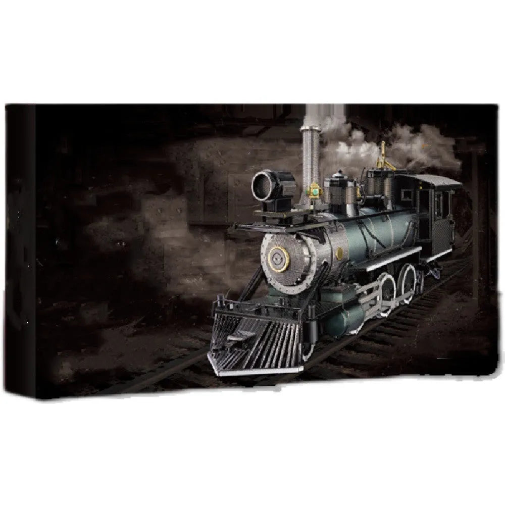 Assembled MG steam locomotive metal model puzzle, brass and stainless steel, 17x5x8cm, metal colour printing