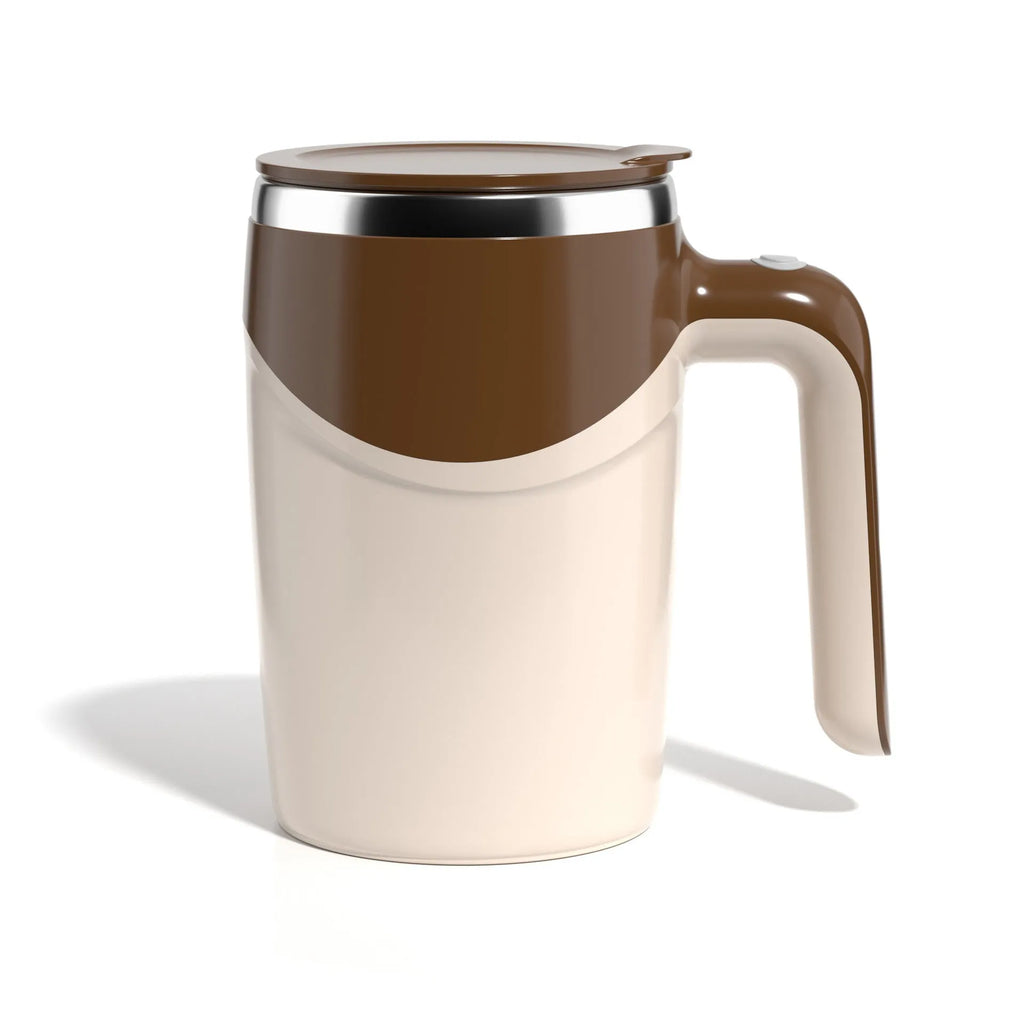 White rechargeable automatic magnetic stirring cup with stainless steel interior