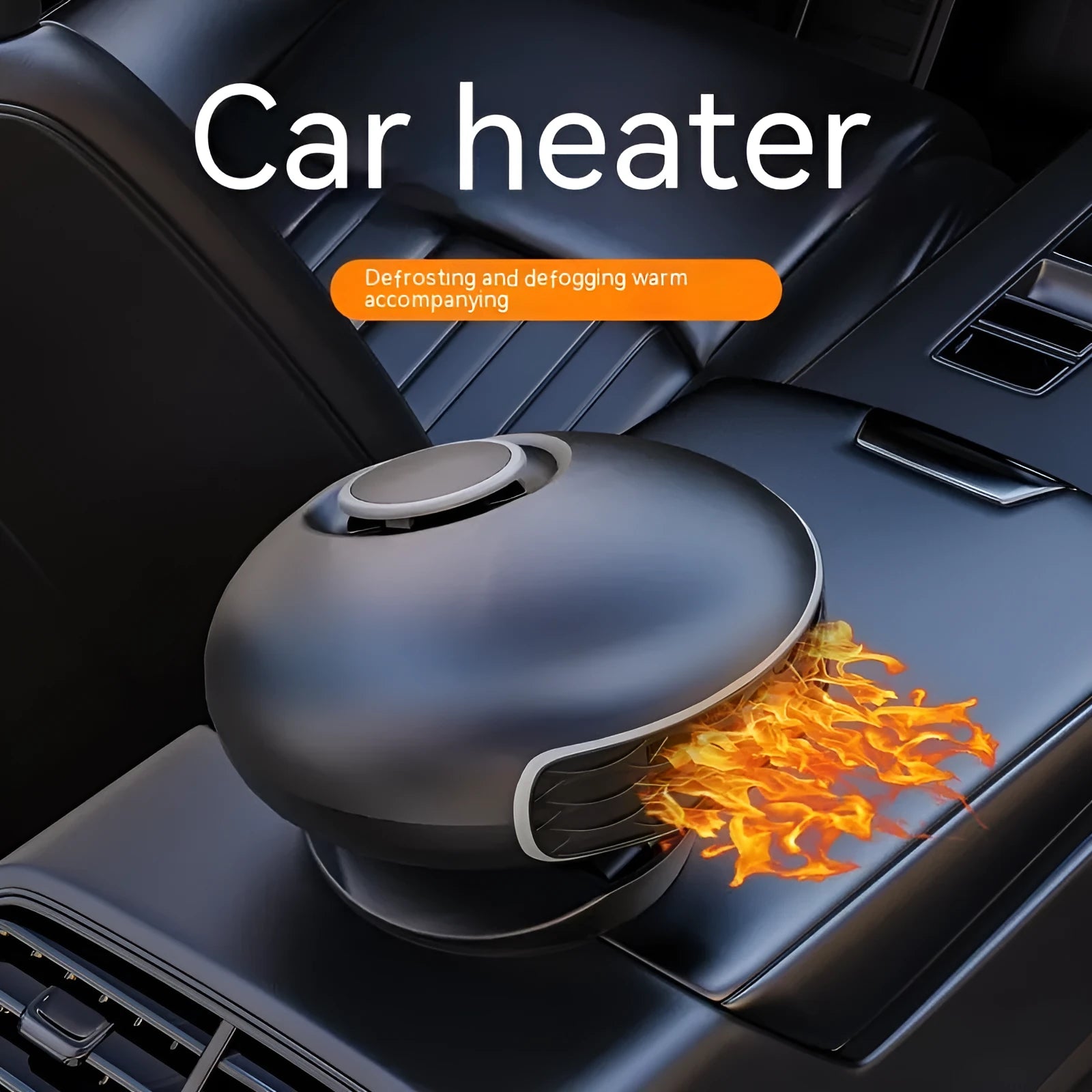 Black ABS car warm air blower heater with 130cm cable for 12V and 24V vehicles