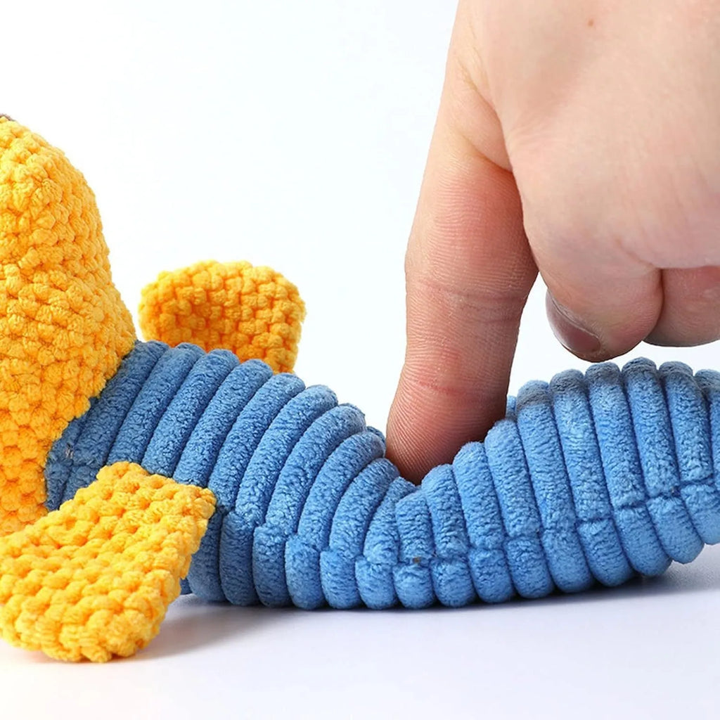 19cm plush dog chew toy in animal shape with dental cleaning textures for plaque reduction