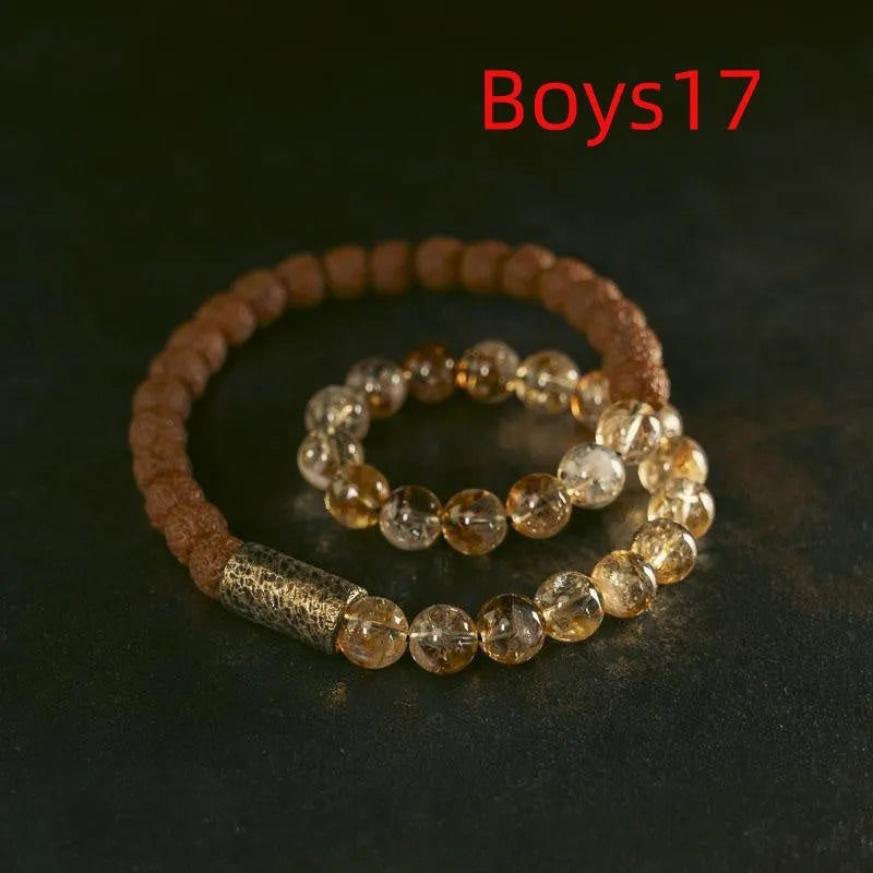 Retro double circle LCD bracelet in citrine colour showing personalised display