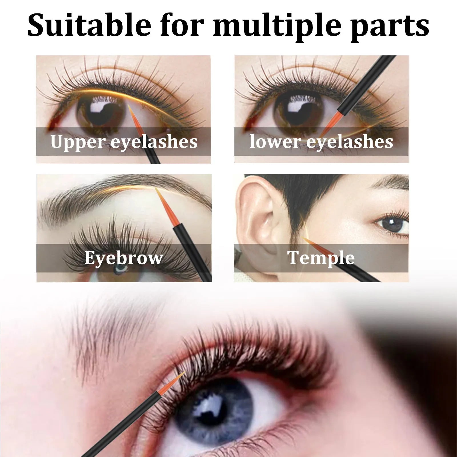 Curly Black Eyelash Essence 3ml bottle with applicator brush for lash line application