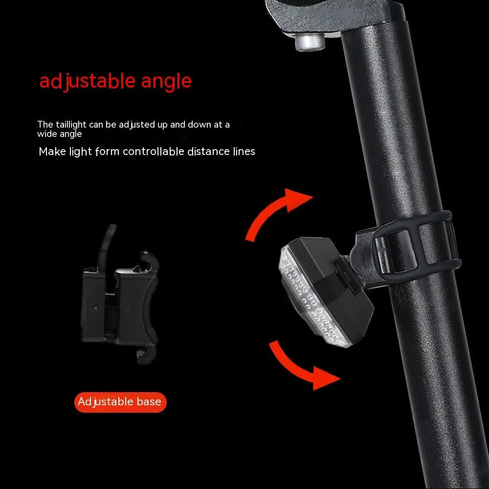 Black wireless remote control USB charging waterproof bicycle taillight with turn signals.