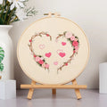 DIY embroidery kit with heart design on cotton cloth and 20cm bamboo frame
