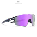 Polarised sports sunglasses with TR90 frameless design in multiple colour options for cycling and running