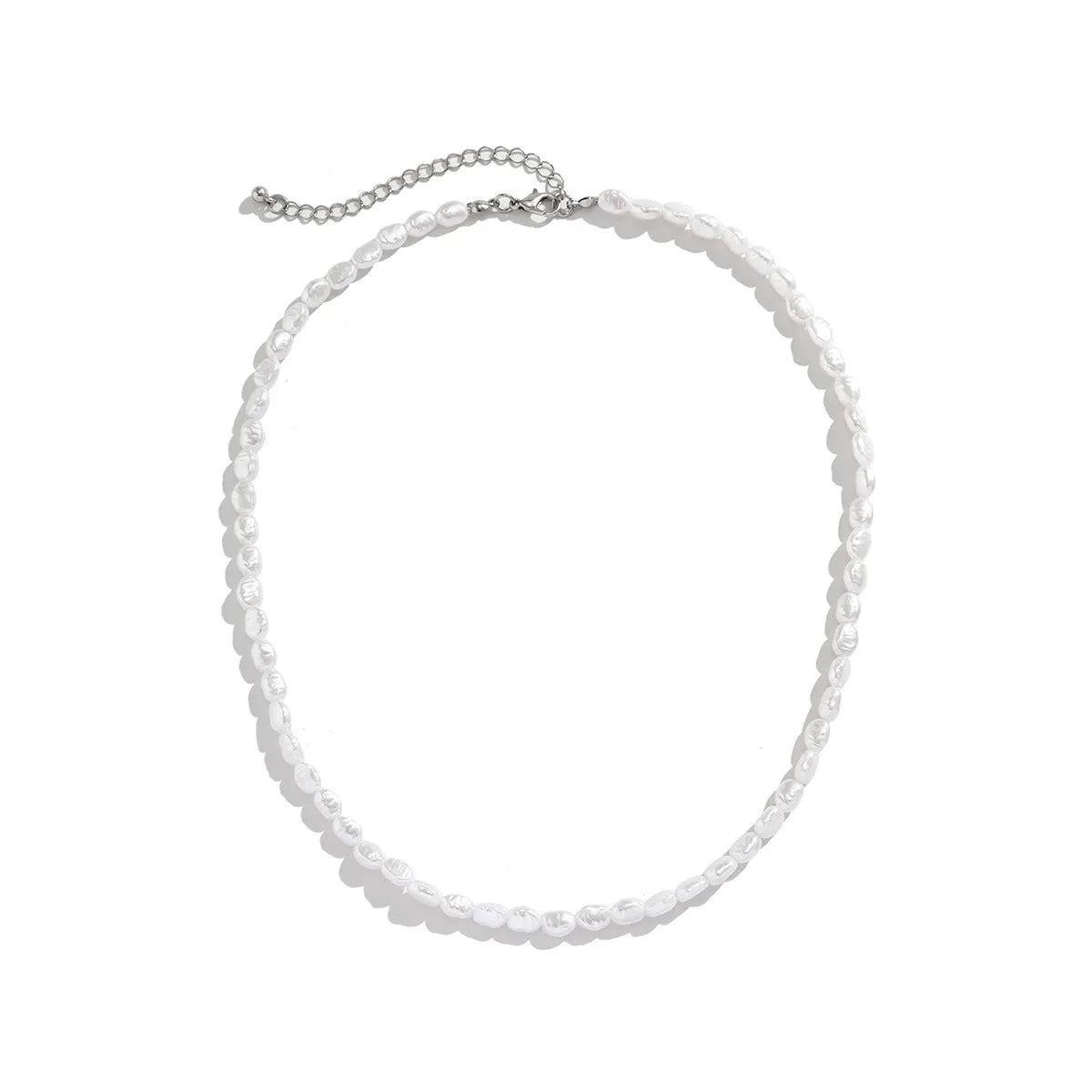 Men's white handmade U-shaped imitation pearl necklace with mother pearl shellfish pendant