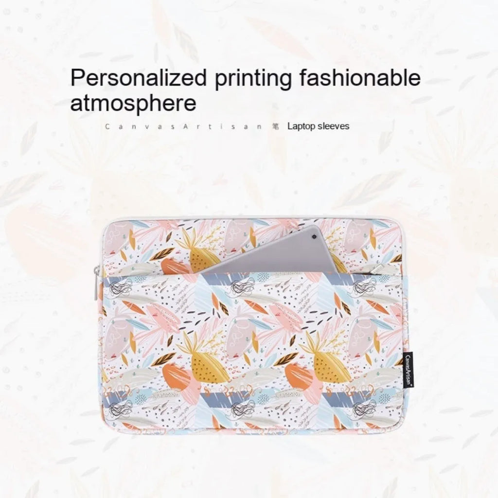 White waterproof PU leather laptop sleeve for 14-inch computers with simple design