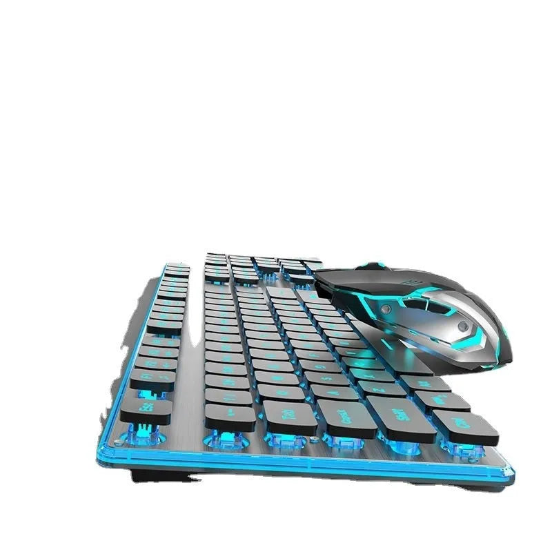 Wireless Bluetooth keyboard with mute button in Cherry Blossom Pink or Warm White, showing compact 440mm design and blue or warm lighting