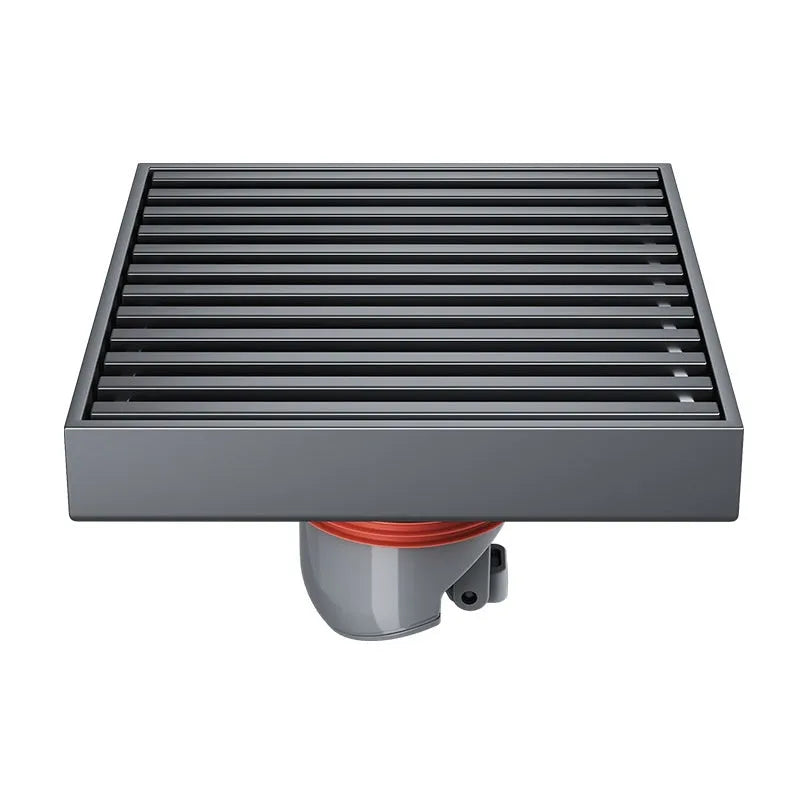 304 stainless steel courtyard deodorant floor drain with gun grey finish and 15x15 cm ABS plastic core