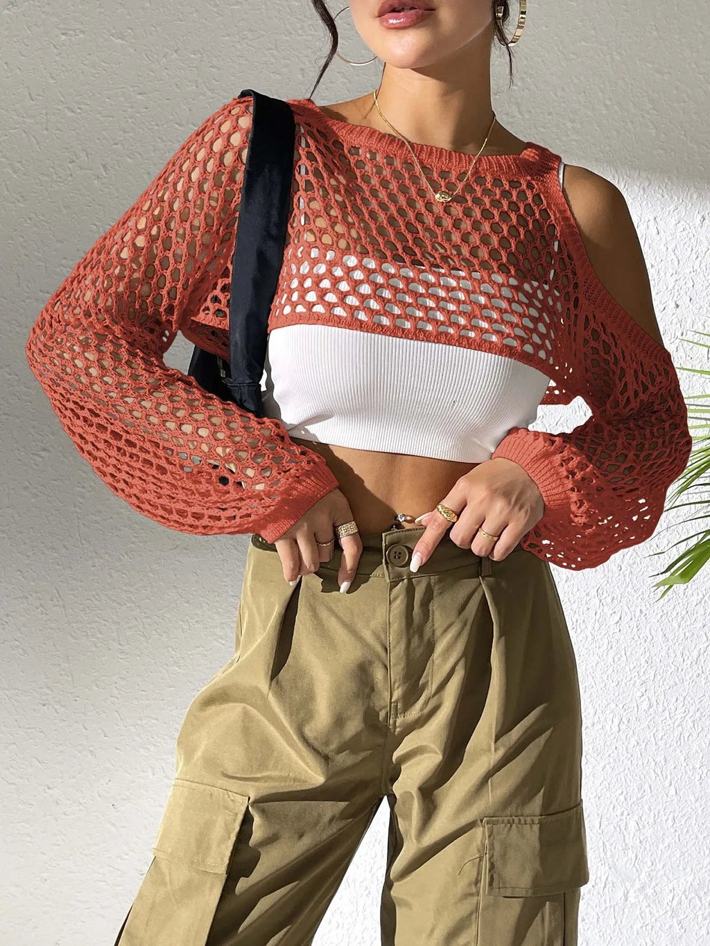 Mesh beach shirt with hollowed navel design in polypropylene fibre, available in Army Green, Black, Coffee, Lake Green, Red, and White.