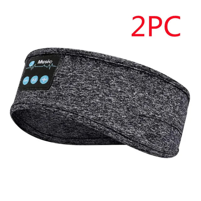 Wireless Bluetooth V5.0 sports headband with music call, 26x10cm cationic polyester, black colour