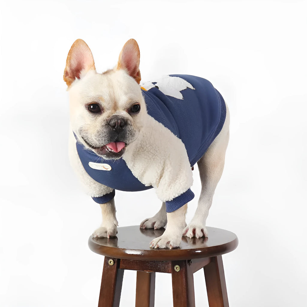 Dark blue fleece-lined winter dog clothes for large breeds in cotton material