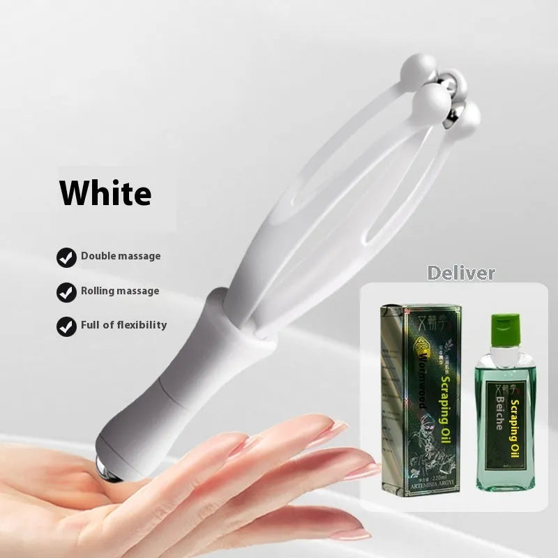 Blue and white finger massager with 5 steel balls for hand joint care