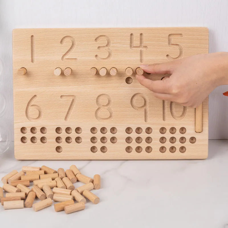 Wooden Montessori logarithmic board with blind writing board in a 32 x 20.5 x 4.5 cm colour box