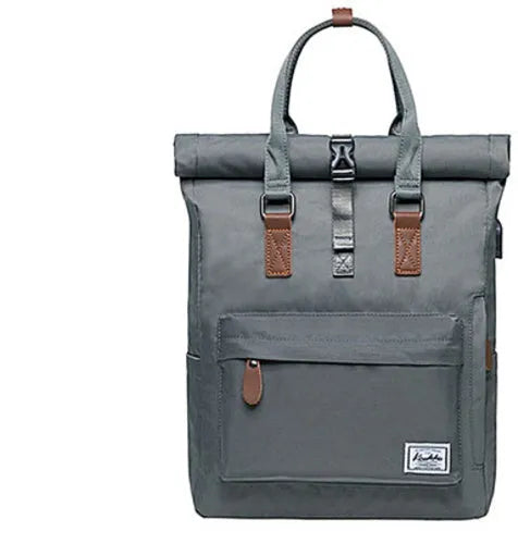 Casual backpack in Black with cover-type opening, showing internal computer and zipper pockets, 20L capacity