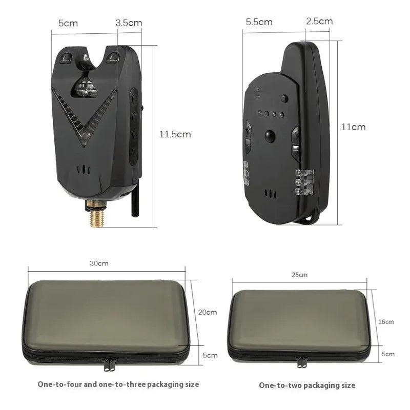 Wireless fishing electronic alarm with ABS plastic housing and one-for-four receiver system