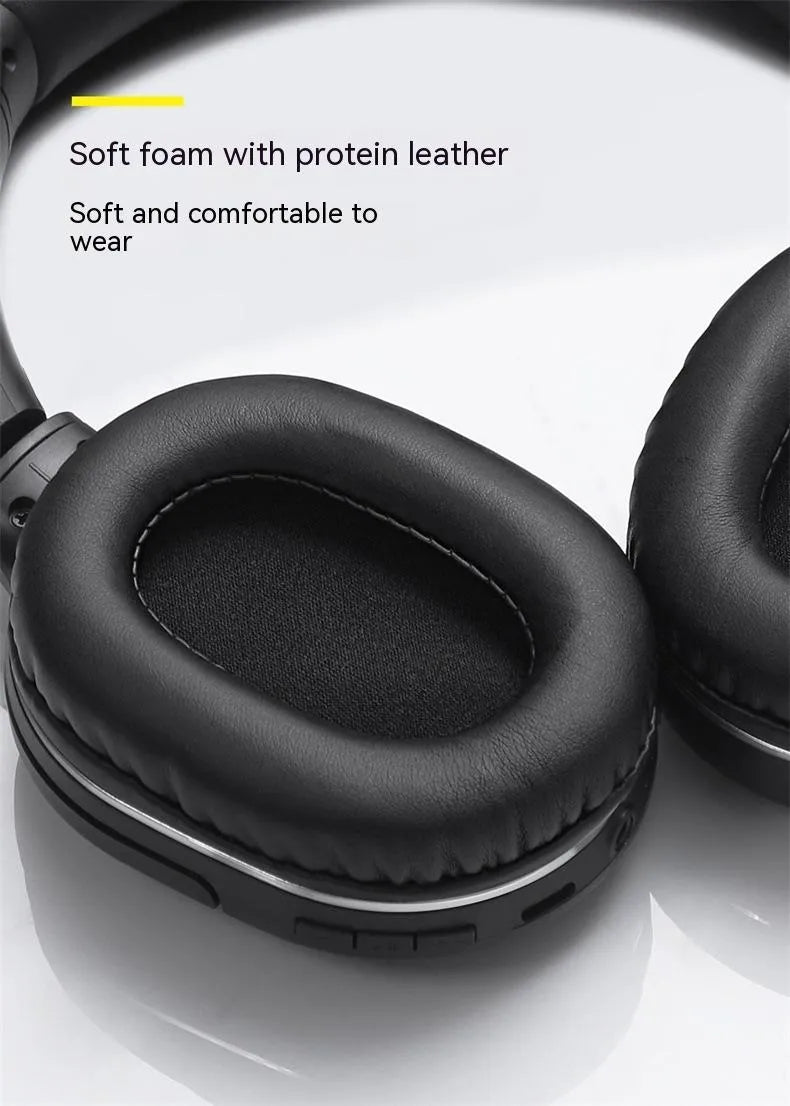 Wireless black sports gaming headset with over-ear design showing Bluetooth connectivity
