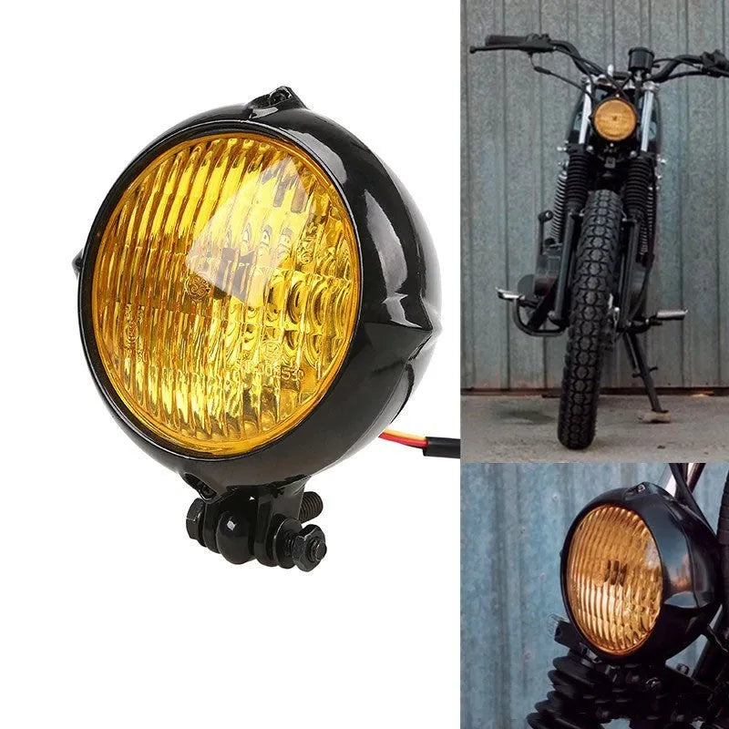 Harley motorcycle headlights with 8cm diameter cast aluminium body and electroplated black finish