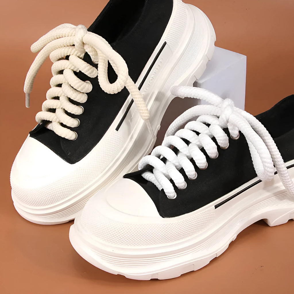 Round woven shoelaces in black, white and beige colours showing 10mm diameter and length variations