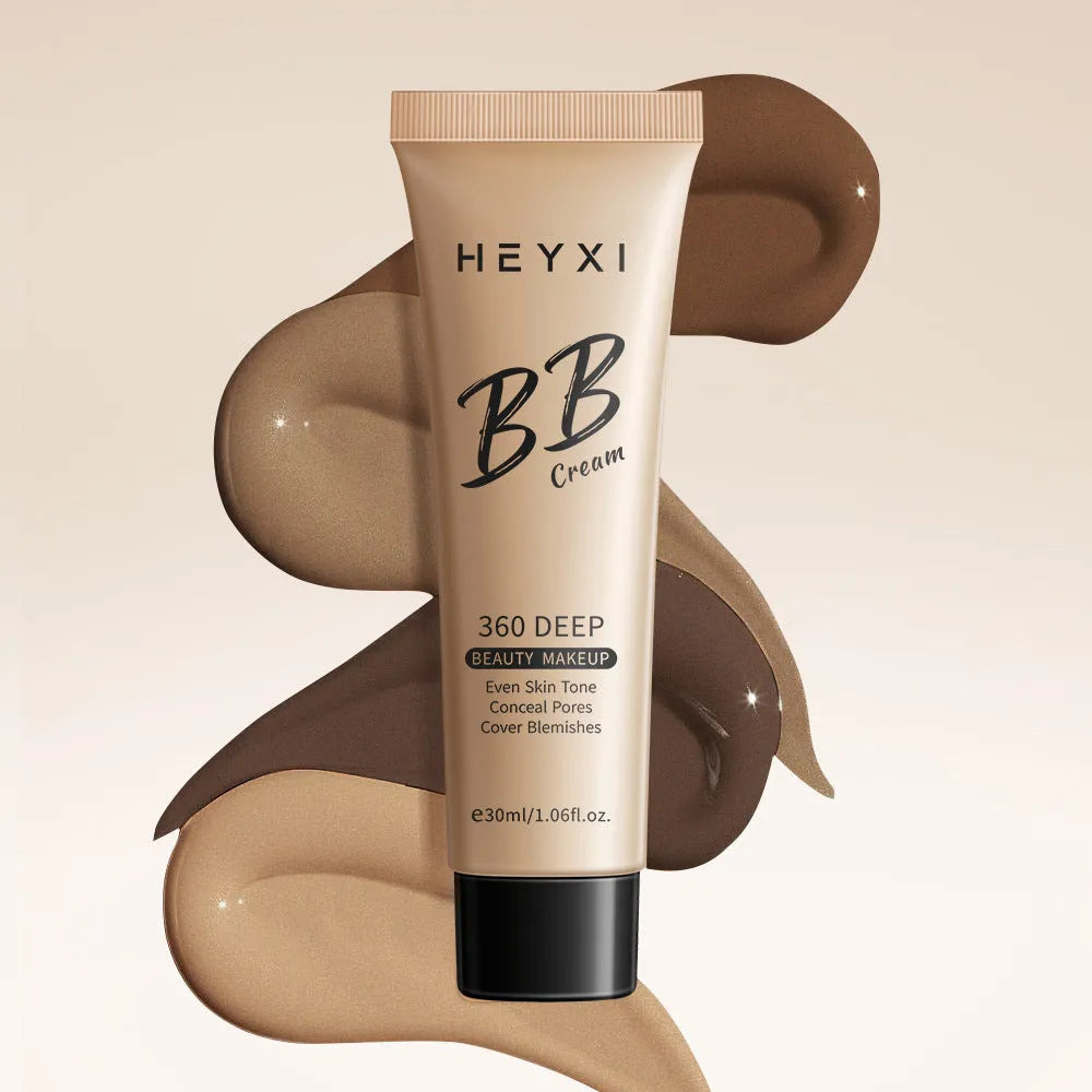 Waterproof BB cream in four shades (01, 02, 03, 04) with 12-hour wear for universal skin types