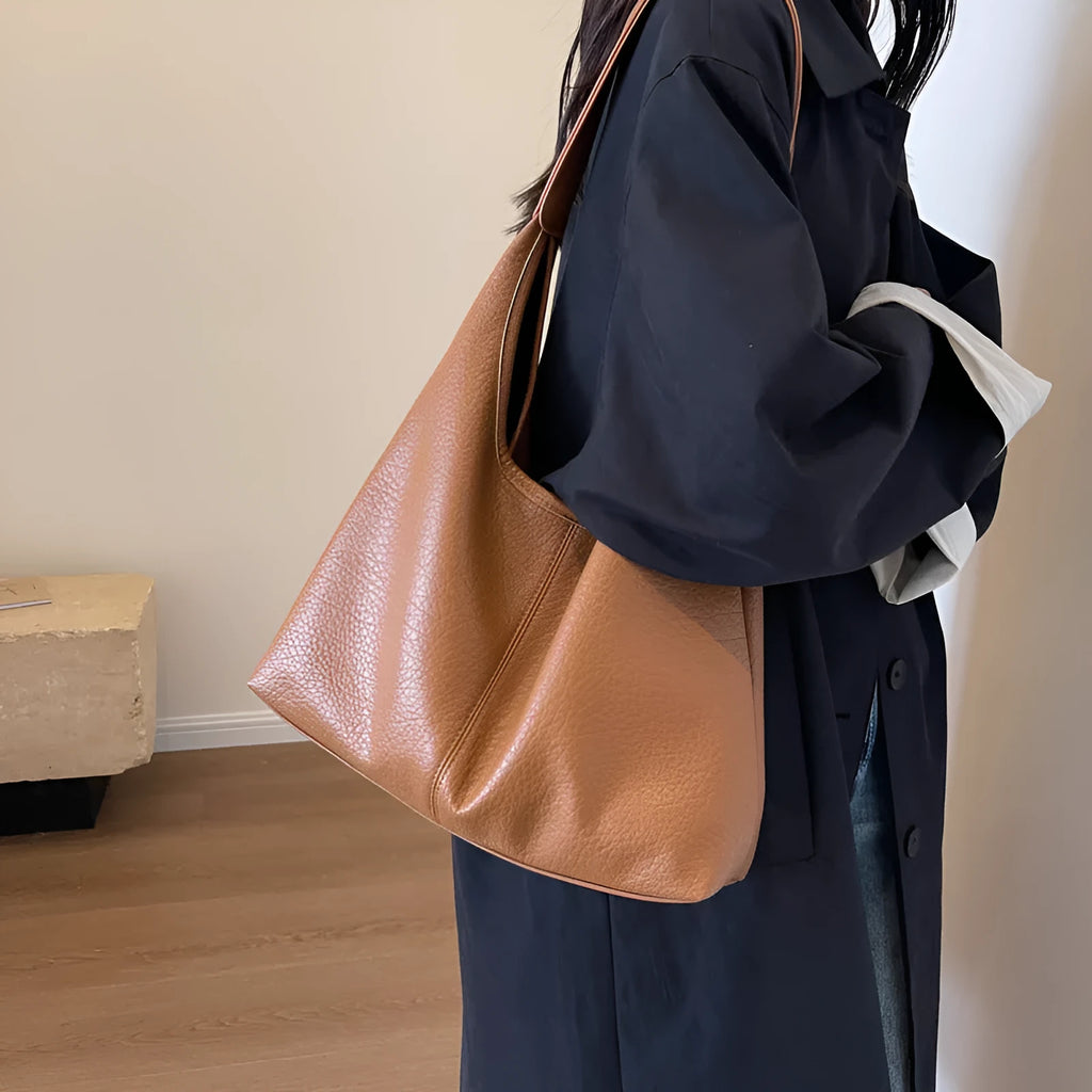 2Pcs women's soft PU shoulder bag set with small wallet in beige, horizontal square shape, daily matching handbag