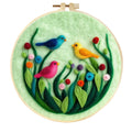 Round 3D floral embroidery kit on 20x20cm linen with wool felt and free frame