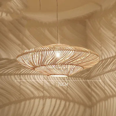 Hand-woven rattan chandelier with straw willow lampshade, ceiling light for 15-30 sqm rooms, brown and grey options