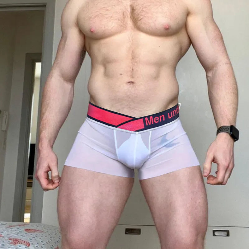 Men's laser gradient low waist seamless underwear in black red white colours