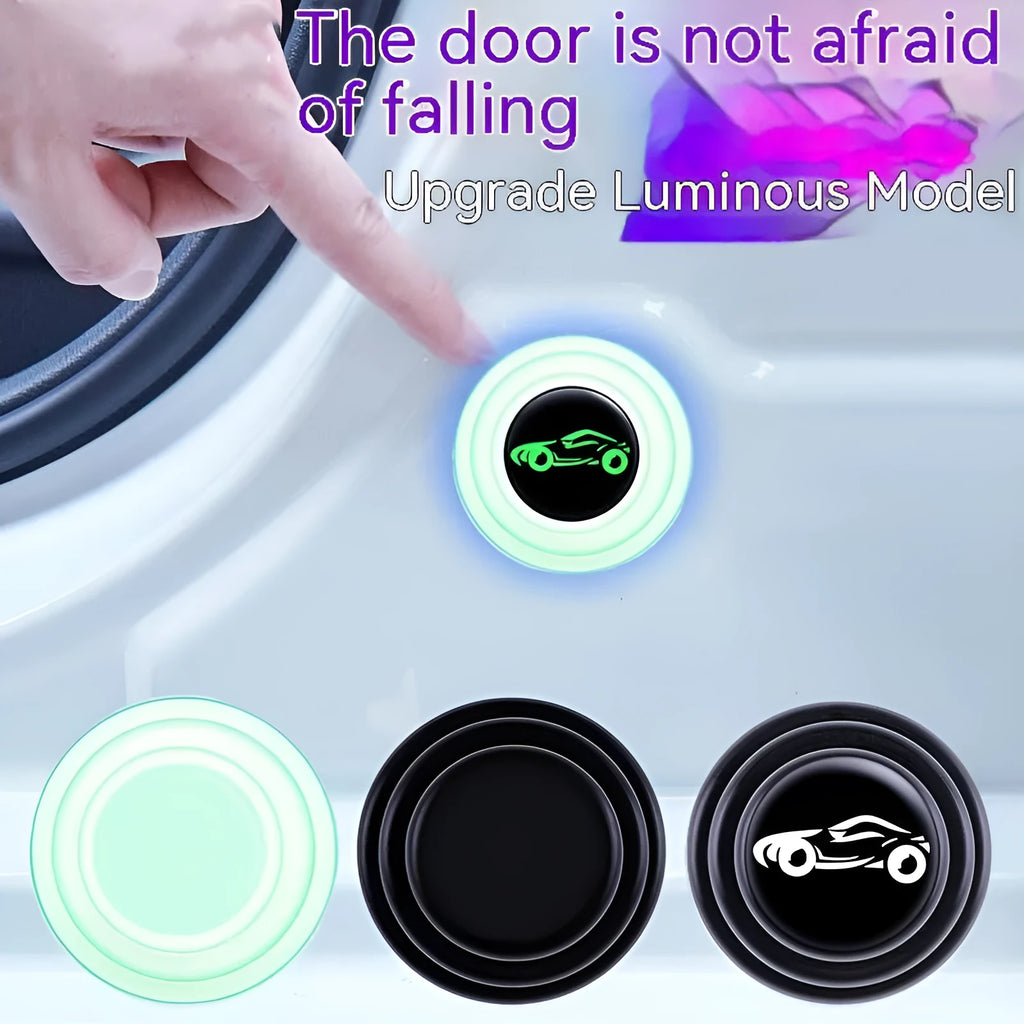 Black and luminous silicone car door shock absorber pads measuring 20 mm.