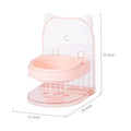 Grey pet bowl with cat ear handles showing height adjustment mechanism and anti-spill design