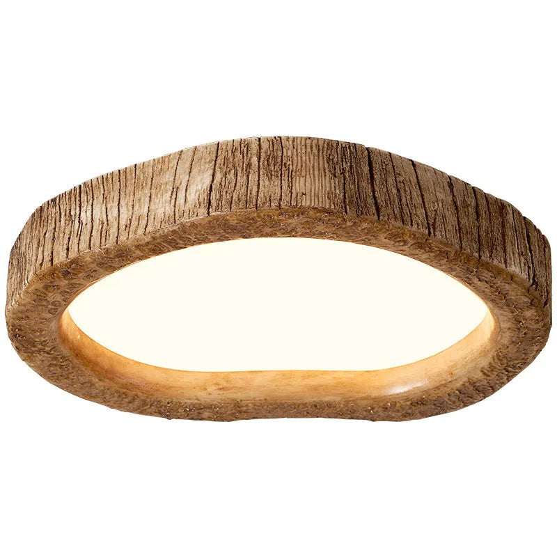 Wood grain finish ceiling lamp in new Chinese style with LED light source for bedroom illumination