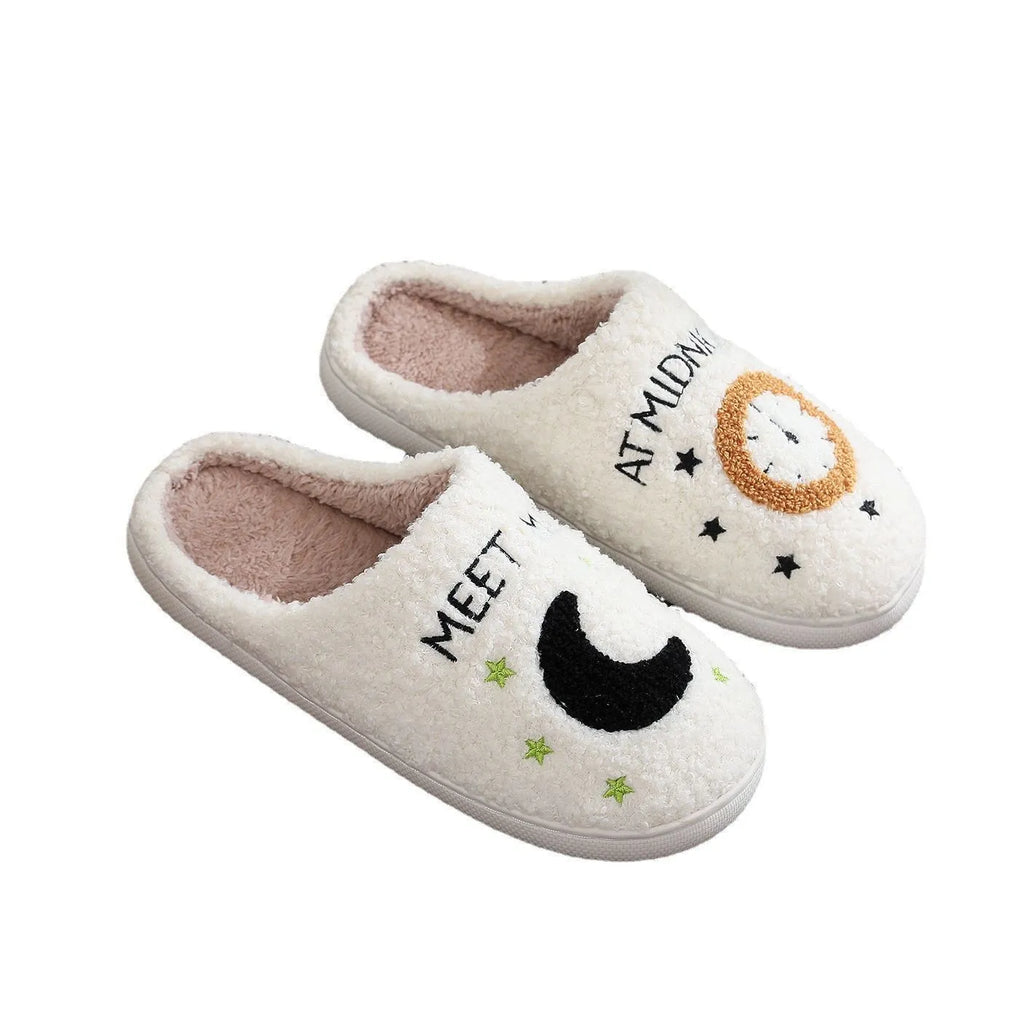 Pair of cotton indoor slippers with cartoon dachshund pattern, plastic non-slip sole, 2.5cm heel height, for men and women