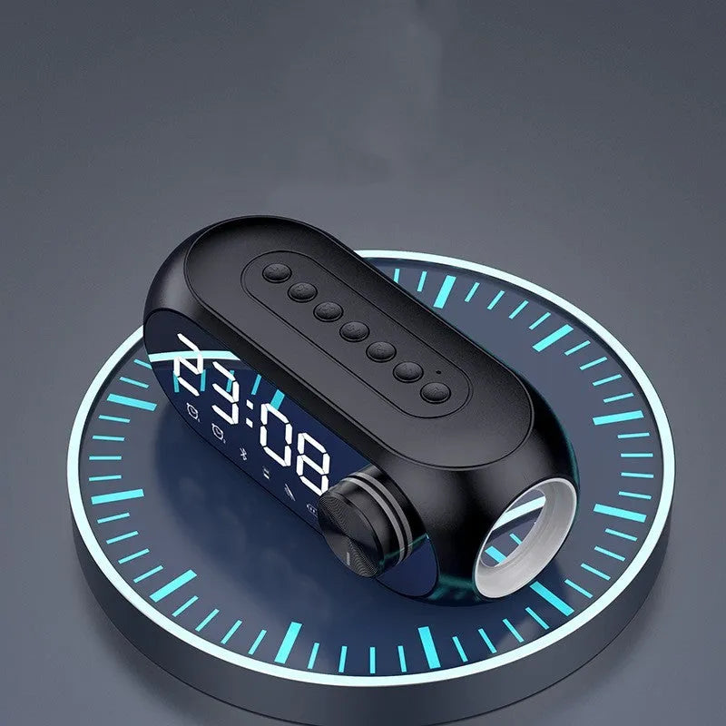 Extra Bass Portable Mini Clock Household Speaker in S8 Black colour with USB charging cable