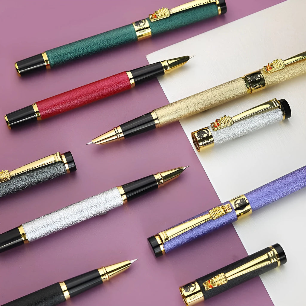 Metal fountain pen with multiple tip options including fine art tips and ball-point, available in seven colours