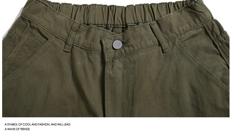 Cropped wide-leg workwear trousers in apricot colour with micro-elastic mid waist