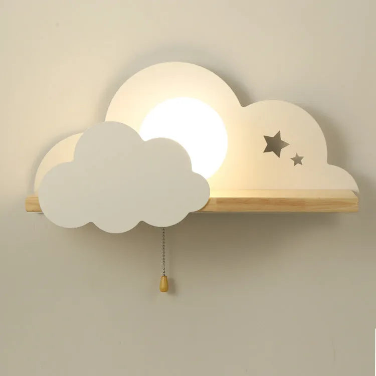 Cloud-shaped glass wall lamp with E27 bulb holder in grey, pink or white finish