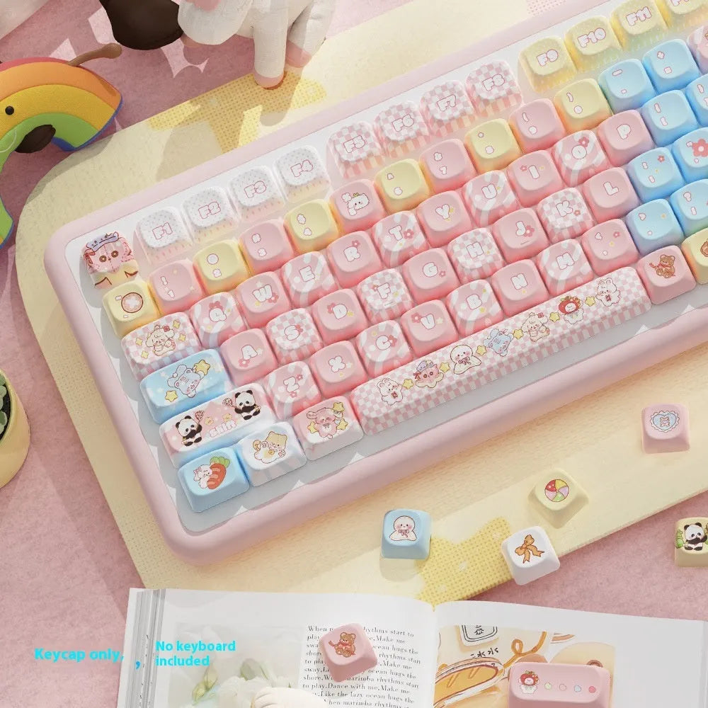 Clip Doll mechanical keyboard key cap set with cute doll design, sublimation printing, in protective box