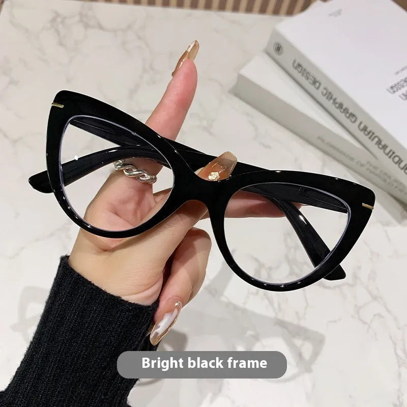 Women's large frame cat's eye high presbyopic glasses with dragon and phoenix decorations in various colours