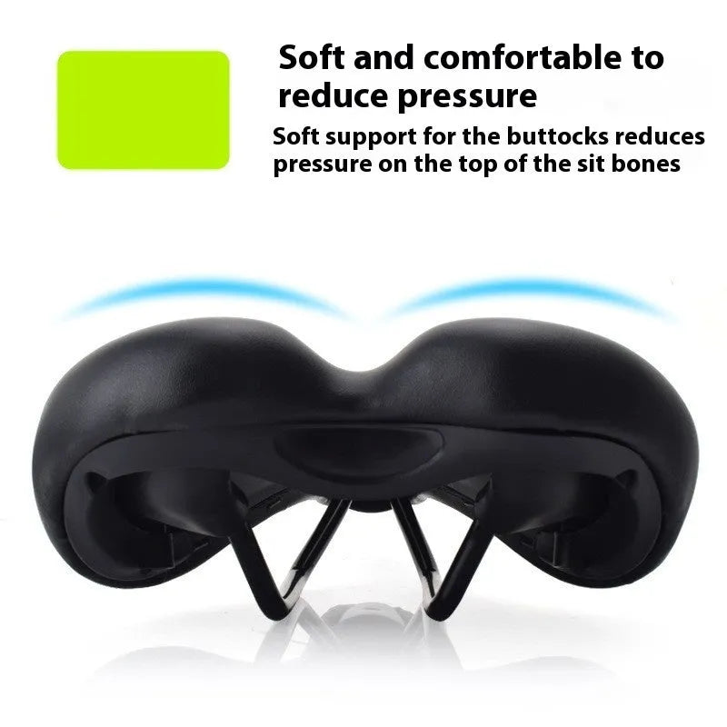 Bike saddle with 3147 hollow cushion, 270mm by 180mm, in PU leather foam and cotton