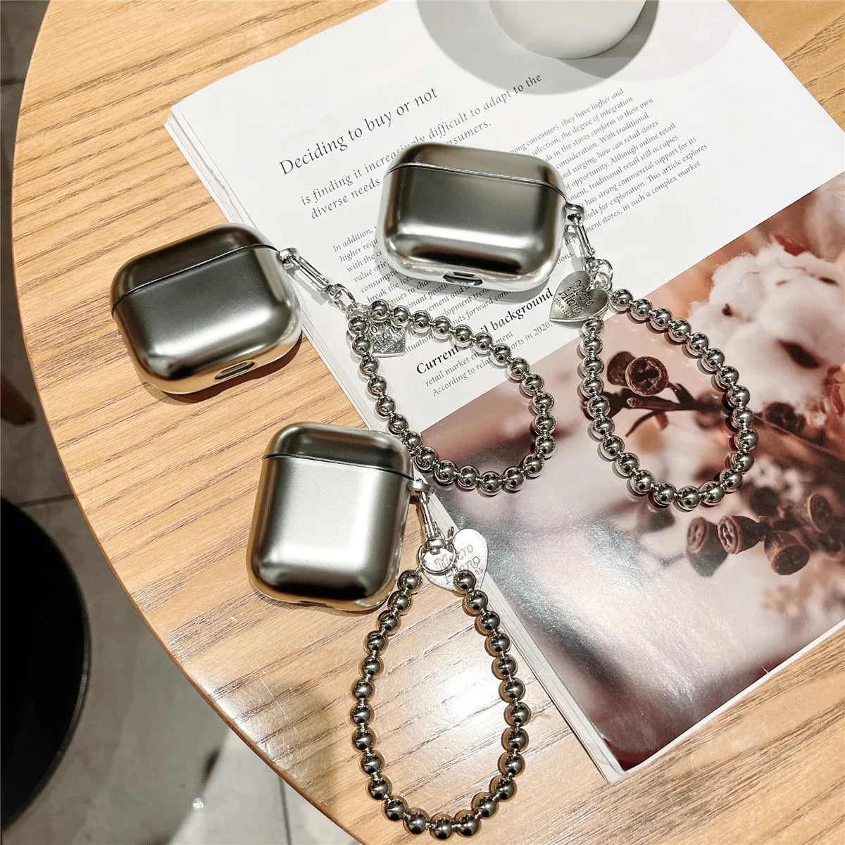 Matte plating TPU protective cover for AirPods with electroplated finish showing universal design