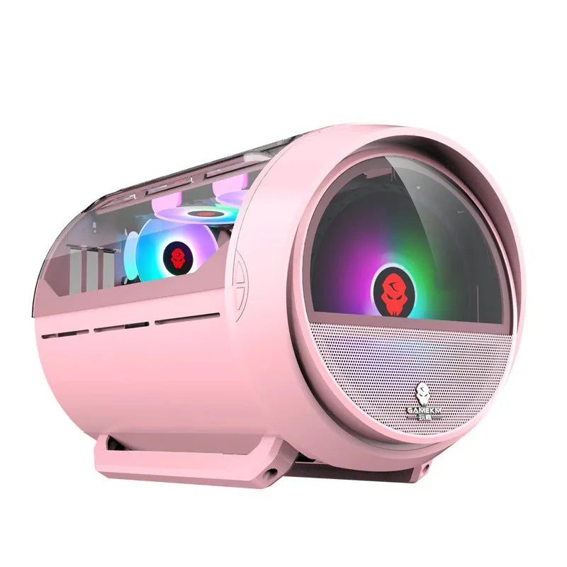 Vertical HTPC computer case in black, pink or white with 20cm fan, ITX and MicroATX support, front USB 3.0 port
