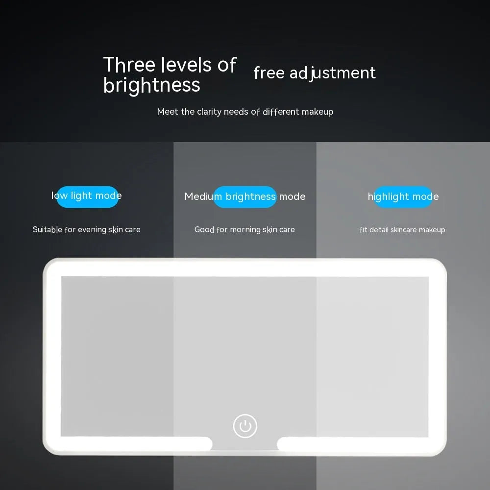 Universal car sun visor LED cosmetic mirror with dimming, showing 24cm by 11.5cm size.