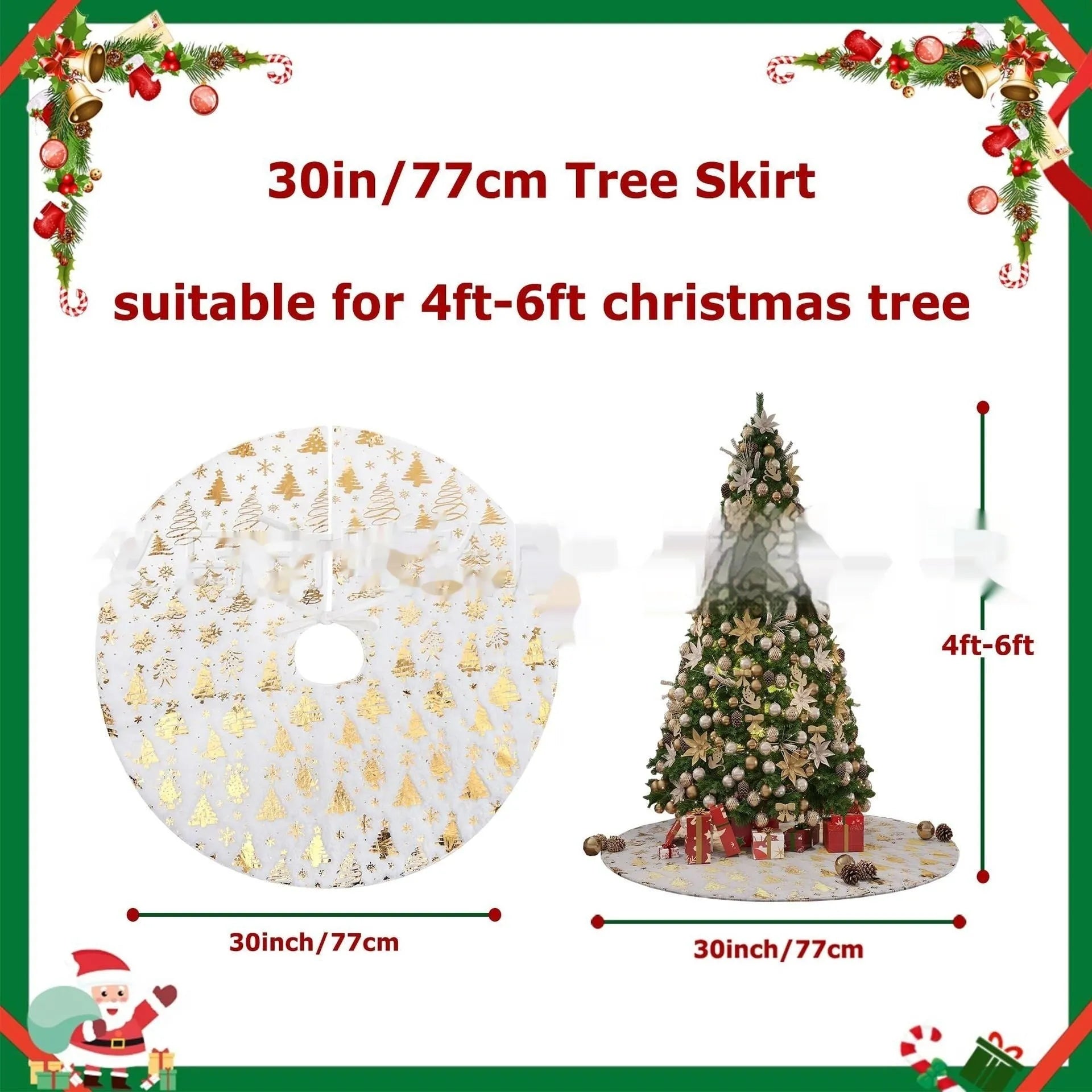 Gilding Snowflake XINGX plush Christmas mat showing festive designs in available sizes from 78cm to 150cm