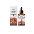 30ml sandalwood essential oil bottle with dropper, containing glycerin and vitamin E enriched fragrance oil
