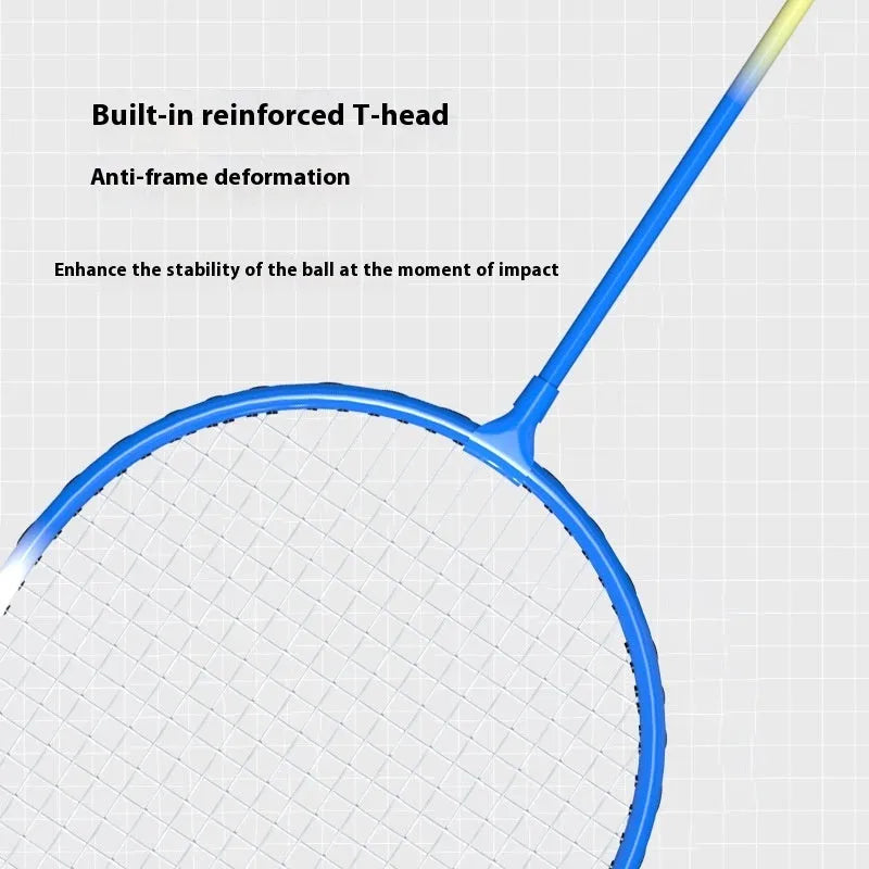 Alloy ultra-light split badminton rackets in blue and red, each under 300g, for table tennis play.