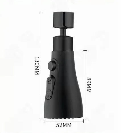 Universal faucet sprayer in matte black with 360-degree rotation and three cleaning modes for kitchen use