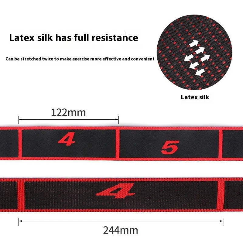 Yoga multi-section stretch strap in polyester cotton latex yarn with eight stretch sections