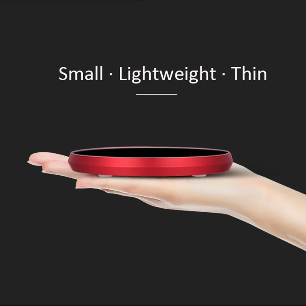 USB heating coaster with aluminium alloy tempered glass surface for warming mugs and cups