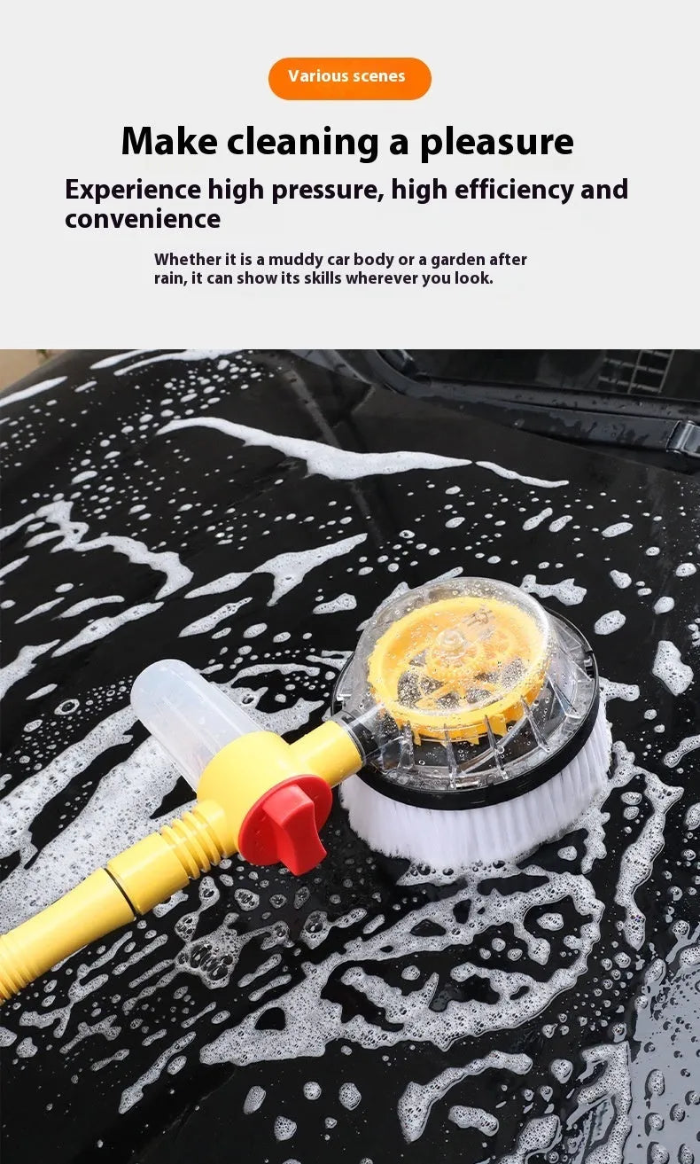 Yellow car wash mop cleaning tool with Chenille brush head and hydraulic adjustment gears