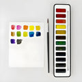 Portable household paint box with twelve natural pigment colours in a fashionable compact palette set for artists and students